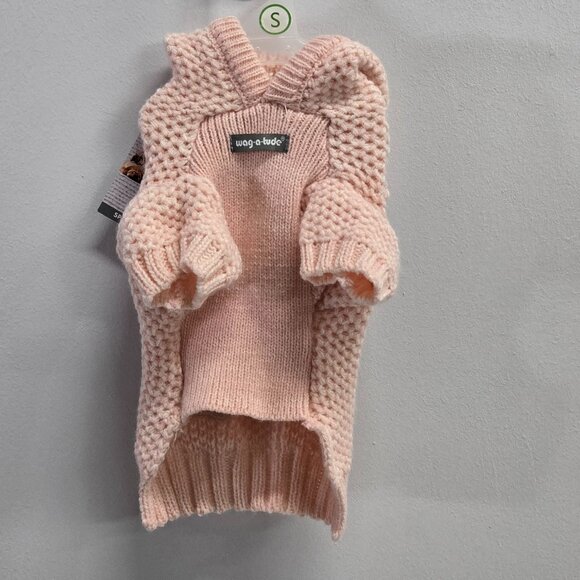 Wag-a-Tude Pink Knit Dog Sweater With Hood - Picture 1 of 8